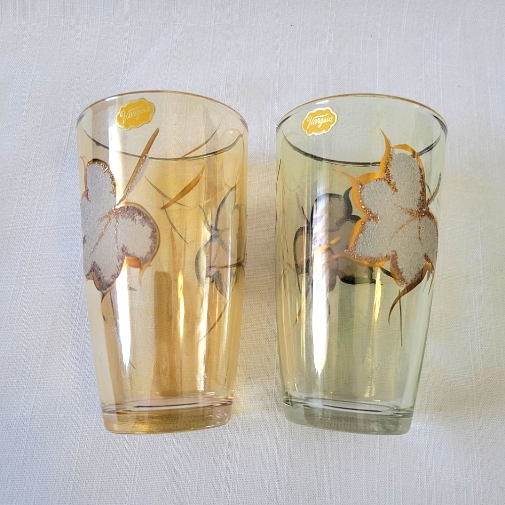 Beautiful Vintage Varzesa Juice Glasses set of 2 with Original Stickers